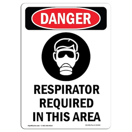 OSHA Danger Sign, Respirator Required, 14in X 10in Aluminum